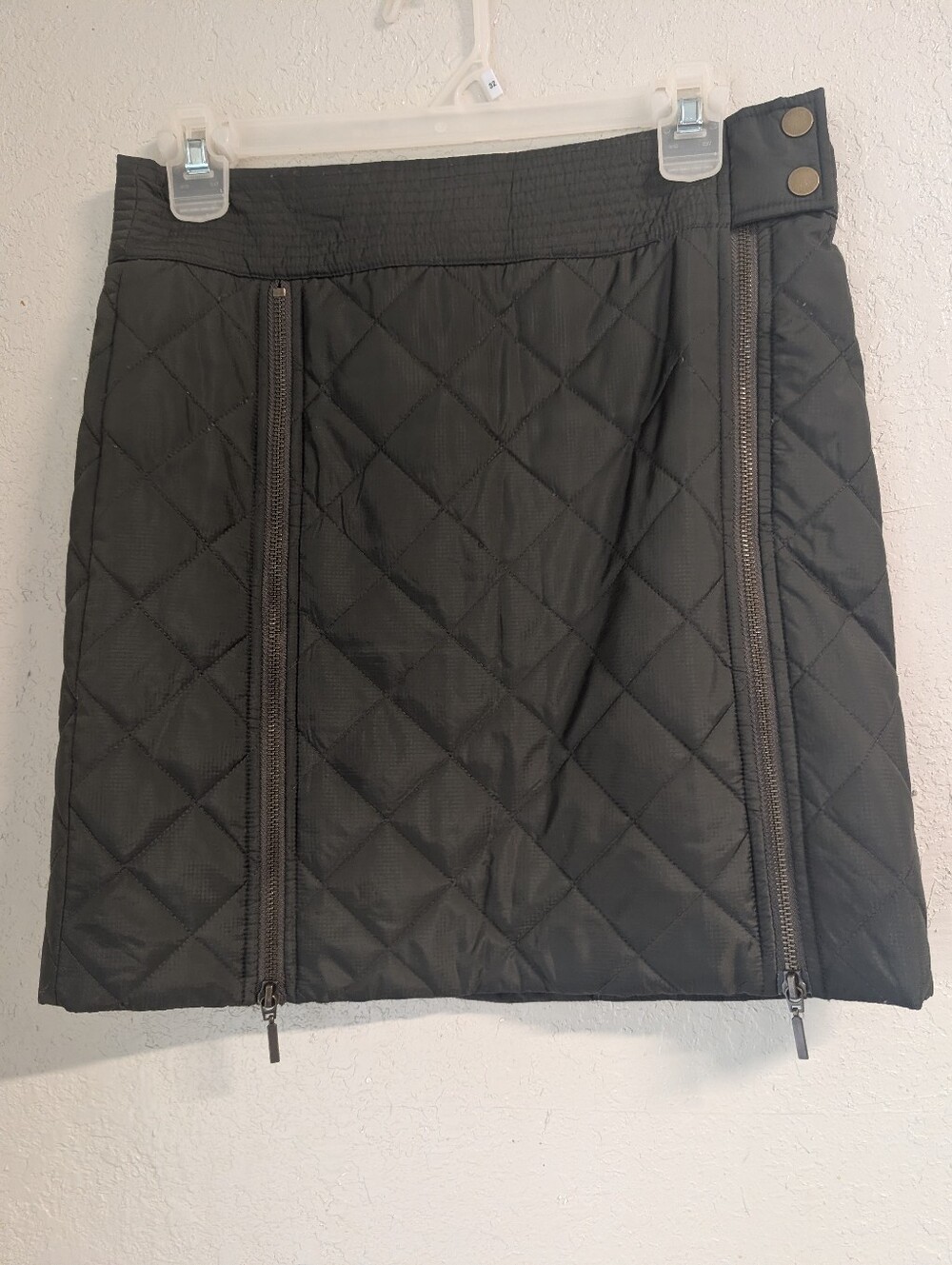 Marie Oliver Jette Quilted Double Zipper Mini Skirt 2 Army Green Indie Edgy Boho